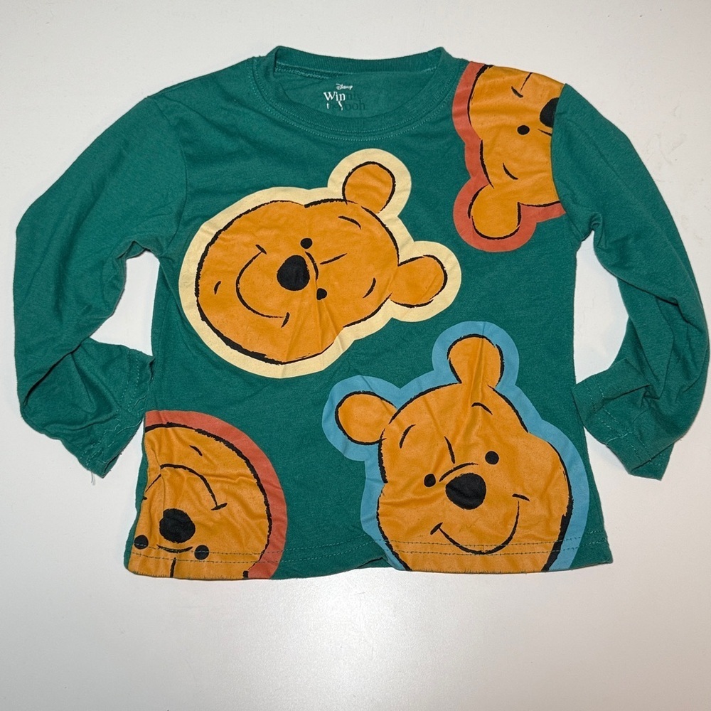 Disney Kids Winnie the Pooh T-shirt Teal Long Sleeve Tee Shirt 3T Toddler